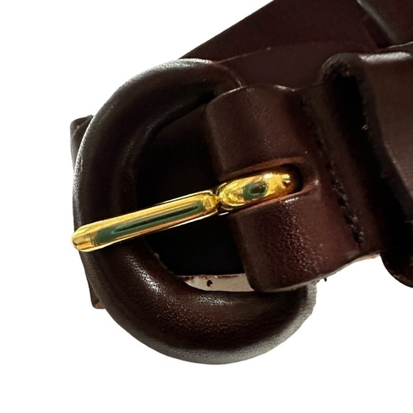 Brown Italian Leather Women's Looped Belt, Medium - Picture 13 of 13